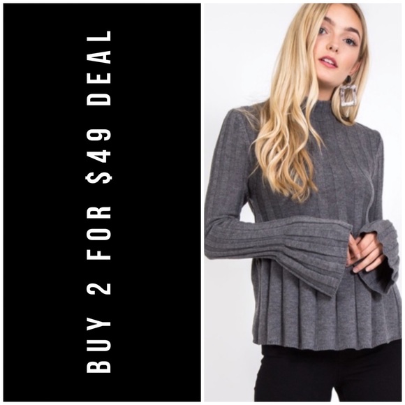 January Summer Sweaters - ❄️LAST2️⃣//GRAY WOOL BLEND RIBBED SWEATER